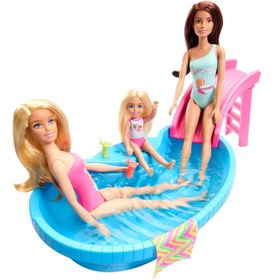 تصویر استخر باربی همراه با ست بازی عروسک برند barbie Barbie Pool with Doll Playset