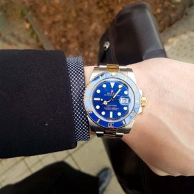 تصویر ساعت مردانه رولکس ساب مارینر Rolex submariner rosb109 نقره ای_طلایی(صفحه آبی) 