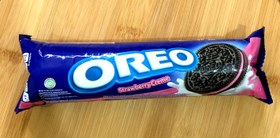 تصویر بیسکویت کرم دار برند اورئو اصل طعم توت فرنگی ۱۱۹/۶ گرمی اندونزیایی Oreo - اورجینال OREO