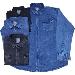 تصویر پیراهن لی مردانه ارزان دوجیب - پارچه پنبه‌ای سایز فوق بزرگ (۴XL تا ۷XL) 