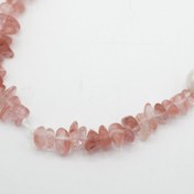 تصویر گردنبند مروارید _ خورده سنگ کوارتز توت فرنگی 