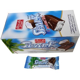 تصویر شکلات نارگیلی با روکش کاکائویی اسپارک شیرین عسل 18 گرمی بسته 30 عددی 