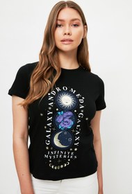 تصویر فروش اینترنتی تیشرت زنانه با قیمت برند ترندیول میلا ترک رنگ مشکی کد ty96060521 