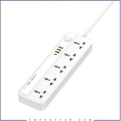 تصویر چندراهی برق الدینیو مدل SC5415 با کابل ۲ متری و ۴ پورت USB 