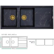 تصویر سینک ظرفشویی گرانیتی توکار دو لگن لوتوس تنوع رنگ - سفید براق Lotus double basin granite sink