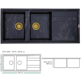 تصویر سینک ظرفشویی گرانیتی توکار دو لگن لوتوس تنوع رنگ - سفید براق Lotus double basin granite sink