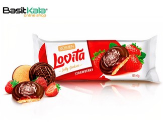 تصویر بیسکویت لاویتا با لایه ژله توت فرنگی و روکش شکلاتی 135 گرم روشن ROSHEN lovita