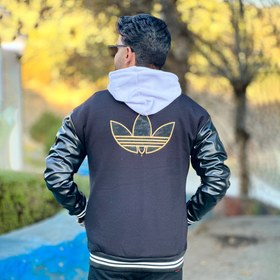 تصویر بامبر بیسبالی آستین چرم adidas مشکی کد 60005 