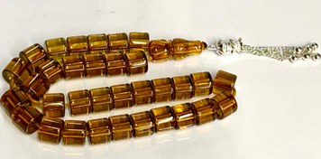 تصویر تسبیح سندلوس شامپاینی تراش از شمش کهنه و اورجینال تراش کسمه کد ۴۱۰ 