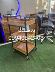 تصویر ترولی ارایشگاهی کد ۱۲ - سفید / گردویی 