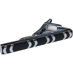 تصویر گیره کراوات و انبر طرح دار نقره ای مشکی مردانه|زنانه | Esgue ESG180KMS1020 