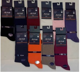 تصویر جوراب مردانه نخی اکتیو ساق دارمشکی و‌سرمه ای تک رنگ عمده socks