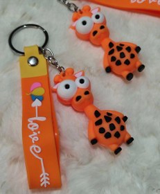 تصویر جاکلیدی و جاسوئیچی سیلیکونی مدل زرافه Giraffe model silicone keychain and keyring