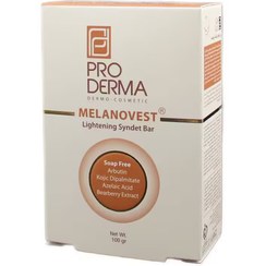 تصویر پن روشن کننده پوست پرودرما مدل MELANO مقدار 100 گرم مناسب انواع پوست ProDerma Melanovest lightening Syndet Bar For All Skin 100 g