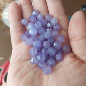 تصویر مهره سنگ جید یاسی تراش استار سایز 8 سنگ اصل طبیعی دو طرف سوراخ دار حید بنفش سوسنی 