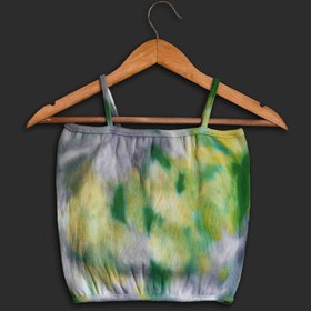 تصویر تاپ آیس دای ( شیبوری ) سبز-خاکستری Green & Gray Ice Dye Crop Top