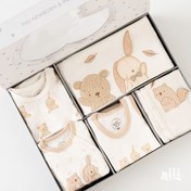 تصویر ست نوزادی نیلی طرح برگ ریزان ۱۳ تیکه سایز ۰ تا ۳ ماه 