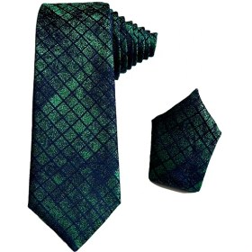 تصویر کراوات مردانه طرح لانه زنبوری سبز | R&R 