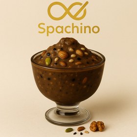 تصویر معجون بیسکوئیتی بیسکوئیت آسیاب شده ، کره بادام زمینی ، عسل طبیعی و ۷ مغز آجیل