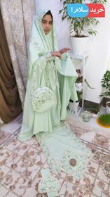 تصویر ست چادر جشن تکلیف فرشته سبز ا پک کامل جنس عالی شیک و زیبا پک کامل جنس عالی شیک و زیبا