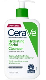 تصویر شوینده و آبرسان پوست نرمال تا خشک سراوی 473 میل CeraVe Hydrating Facial Cleanser for Normal to Dry 