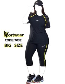 تصویر ست تیشرت شلوارک سایز بزرگ ورزشی زنانه Nike کد 005 Nike womens big size sports shorts tshirt set code 005