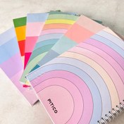 تصویر دفتر خط دار 100 برگ زیبای رنگین کمانی با جلد سخت و محکم برند پیتیکو در 6 طرح 