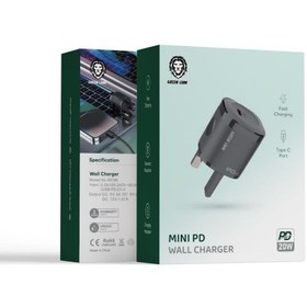 تصویر سر شارژر دیواری مینیPD گرین Green mini PD wall charger 