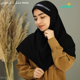 تصویر مقنعه نوار دار کرپ (مقنعه تل دار کرپ) طوسی کد 2977 و 2988 