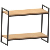 تصویر شلف دیواری چوب فلز مدل افرا Afraa wood metal wall shelf