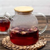 تصویر قوری پیرکس ظرفیت ۱.۵ لیتر درب بامبو 