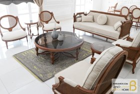 تصویر مبل کلاسیک کاجی ۷ نفره 