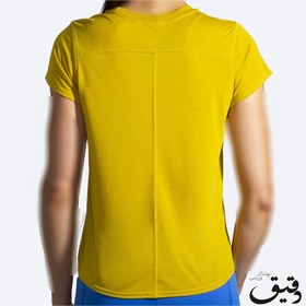 تصویر تیشرت ورزشی بروکس زنانه Brooks short sleeve خردلی BROOKS DISTANCE SHORT SLEEVE