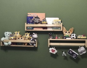 تصویر شلف دیواری چوبی ۳ عددی 