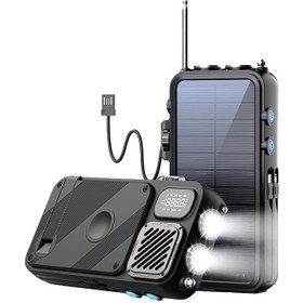 تصویر پاوربانک خورشیدی پاورولوژی مدل PPBCHA49 ظرفیت ۱۶ هزار میلی آمپر با اسپیکر بلوتوث 