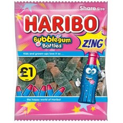 تصویر پاستیل انگلیسی هاریبو Haribo Bubblegum Bottles با طعم نوشابه ای ترش 160 گرم تاریخ 2024/02 