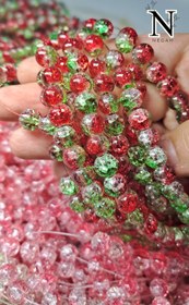 تصویر مروارید ترک ابرنگی - قرمز سبز / سبز صورتی / نارنجی 