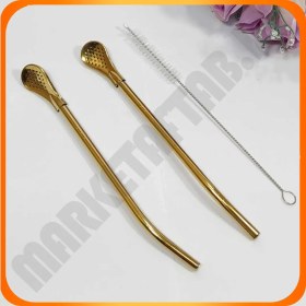 تصویر نی شربت طلایی کوتاه سوراخ دار یونیک لایف 