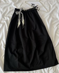 تصویر دامن زنانه خارجی کتان ۱۹۵ - مشکی بور / فری 