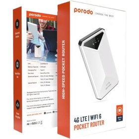 تصویر مودم جیبی 4G/LTE پرودو Porodo 4G LTE & WiFi 6 Pocket Router PD-PT4GRWD-WH 