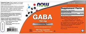 تصویر گابا ناو 100 عددی Now Foods GABA 750mg - 100 Vcaps