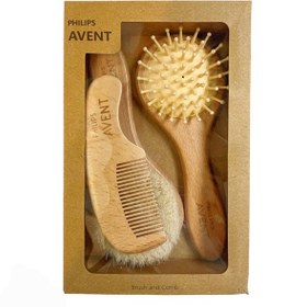 تصویر ست شانه و برس چوبی نوزاد اونت ۳ تکه گرد 