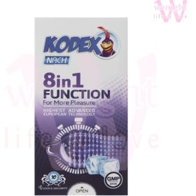 تصویر کاندوم تاخیری کدکس فانکشن 8 در 1 بسته 10 عددی | Kodex 8 in 1 Function Condoms 