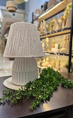 تصویر آباژور پلی استر تکسچر و شید مکرومه سفید 