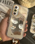 تصویر قاب موبایل سامسونگ سگ پاپی شکلاتی آیینه ای بند کوتاه 