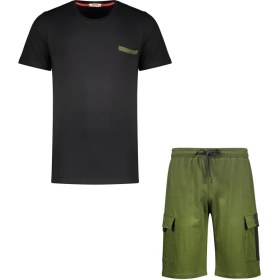 تصویر ست تیشرت و شلوارک مردانه مادر مدل Neon رنگ سبز 