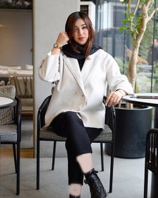 تصویر کت فوتر کوتاه شیری کد 7152 سایز ۴۲ تا ۴۶ بدون آستر 