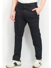 تصویر شلوار کتان مردانه با فیت معمولی و رنگ مشکی برند jack & jones Men Regular Fit Solid Cargo Pants, Black