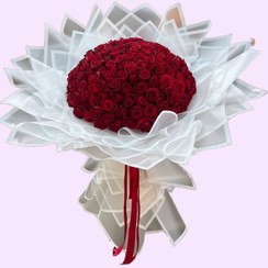 تصویر دسته گل رز قرمز100شاخه 