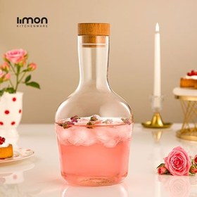 تصویر بطری آب درب چوبی 1.5 لیتر لیمون کد 2272 1.5 liter limon water bottle with wooden lid, code 2272